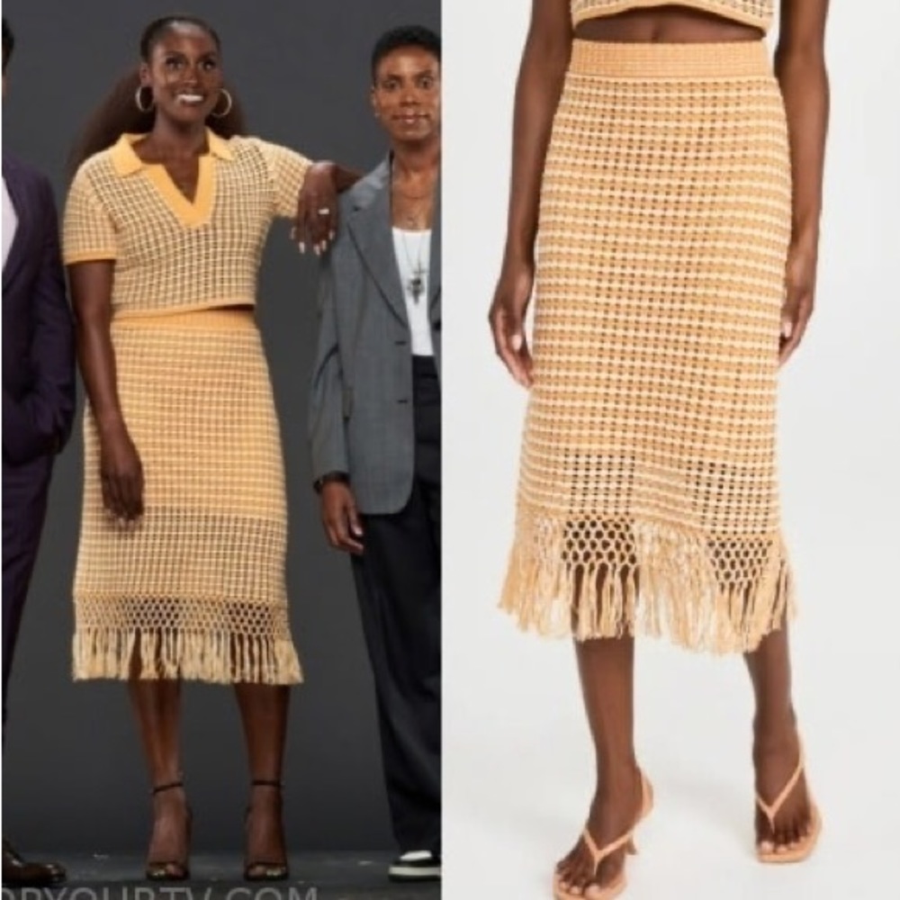 Derek Lam Knit Crop Polo and Fringe Skirt - Picture 4 of 12